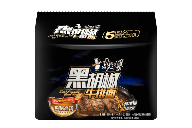 康师傅经典面黑胡椒牛肉5包